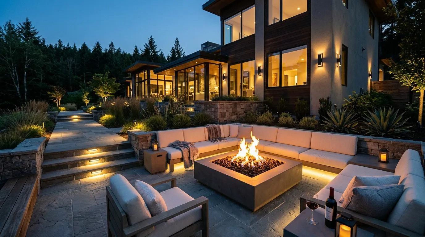 cozy fire pit ideas Sunken Lounge