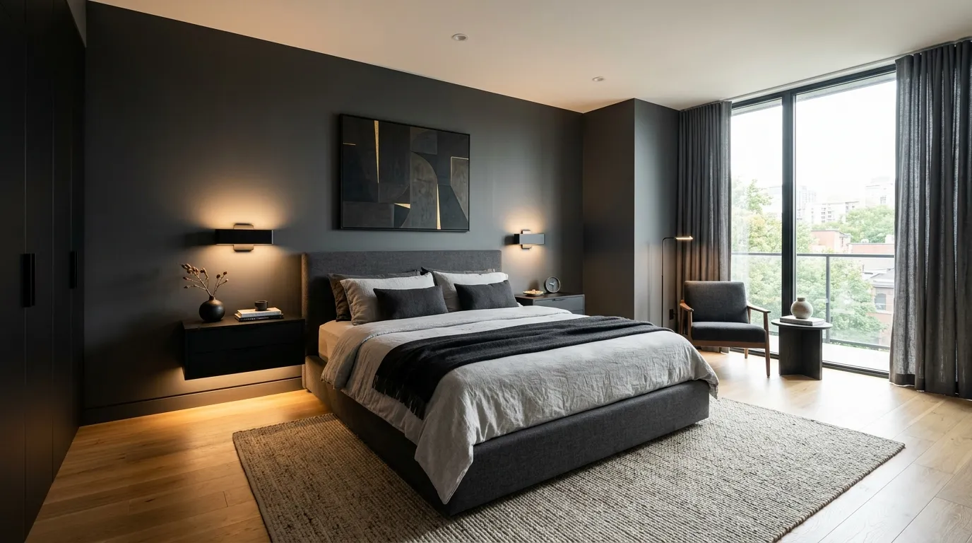 dark colour bedroom Floating Nightstands