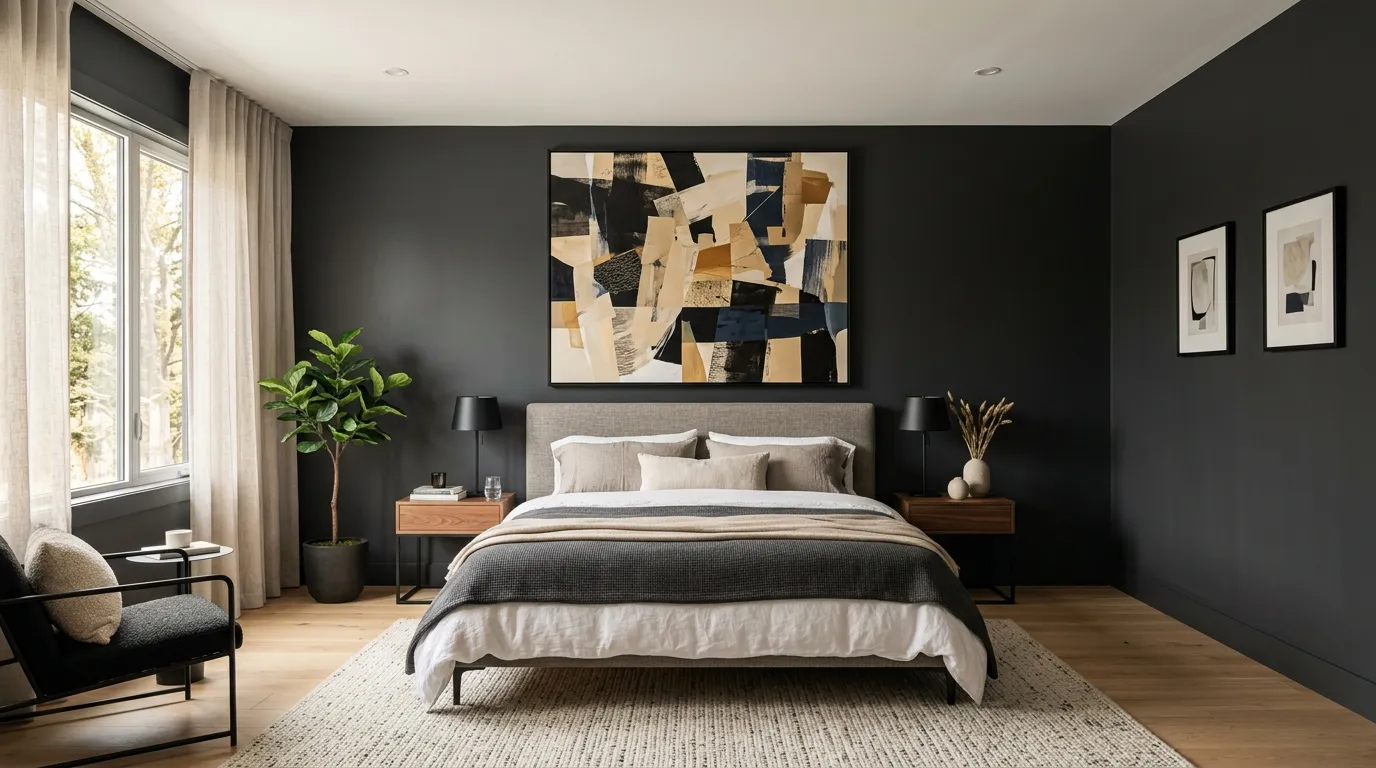 dark colour bedroom Minimal Artwork Display