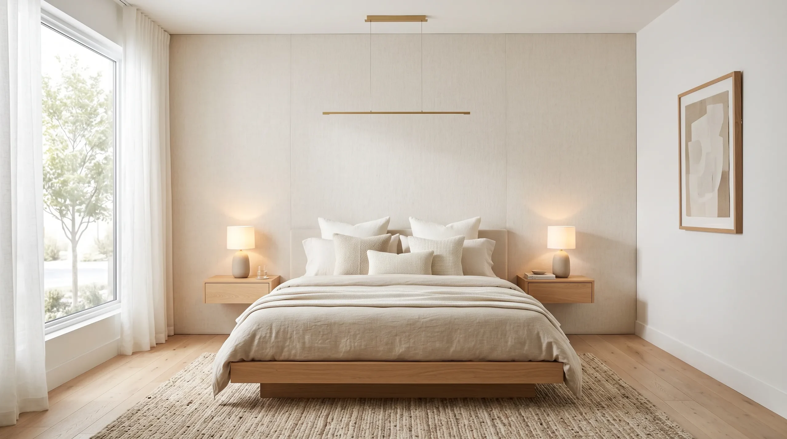 floor to ceiling linen headboard