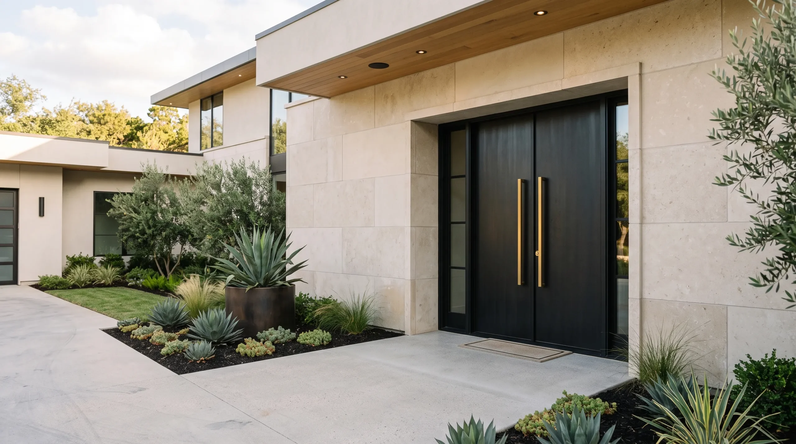 double front door ideas Natural Stone Surround