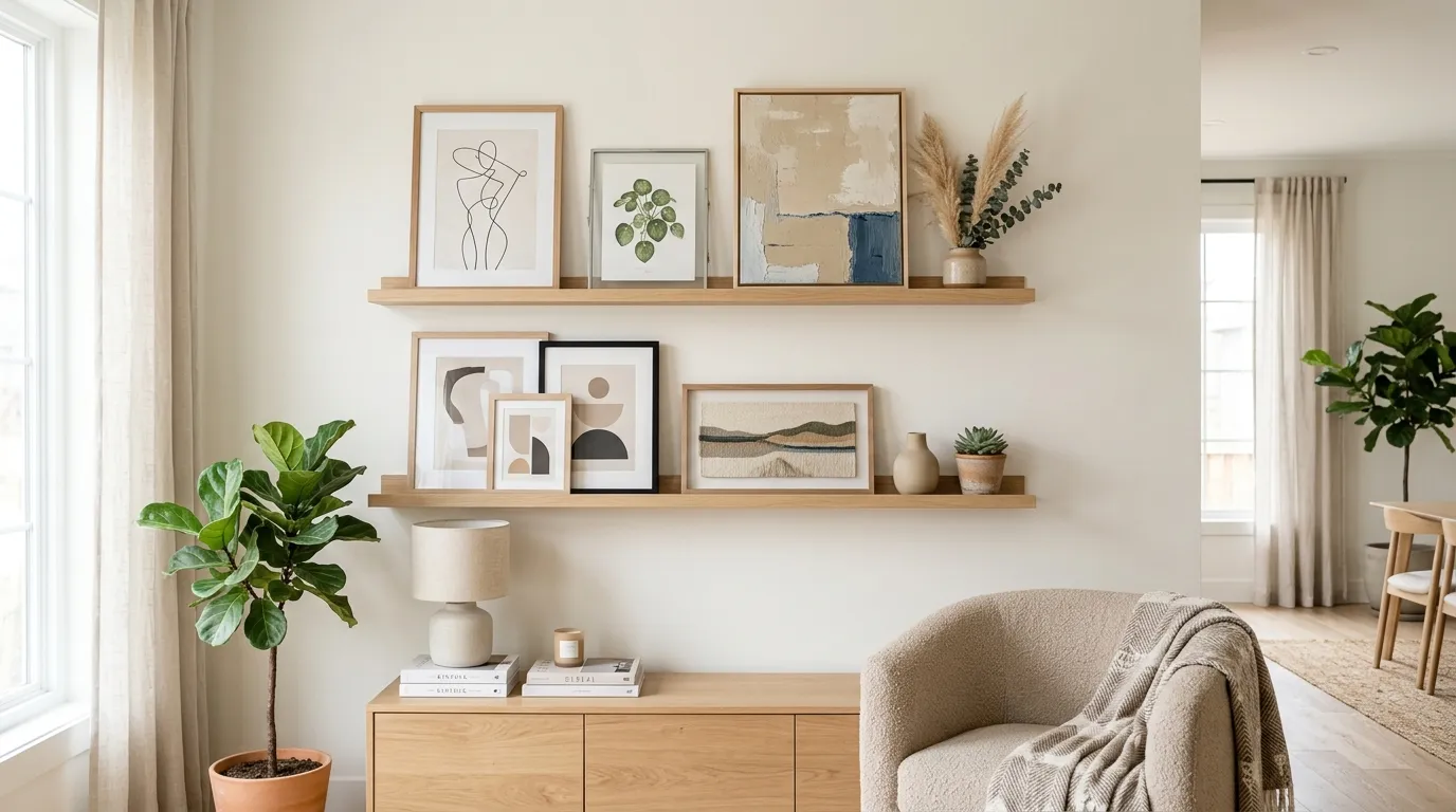 easy diy wall art ideas Floating Picture Ledges