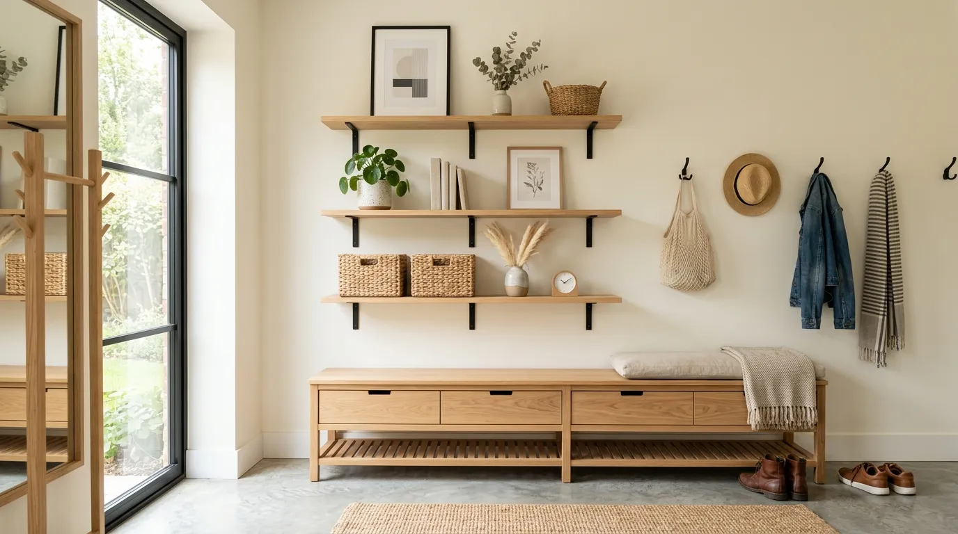front door mudroom entryway farmhouse Floating Shelves
