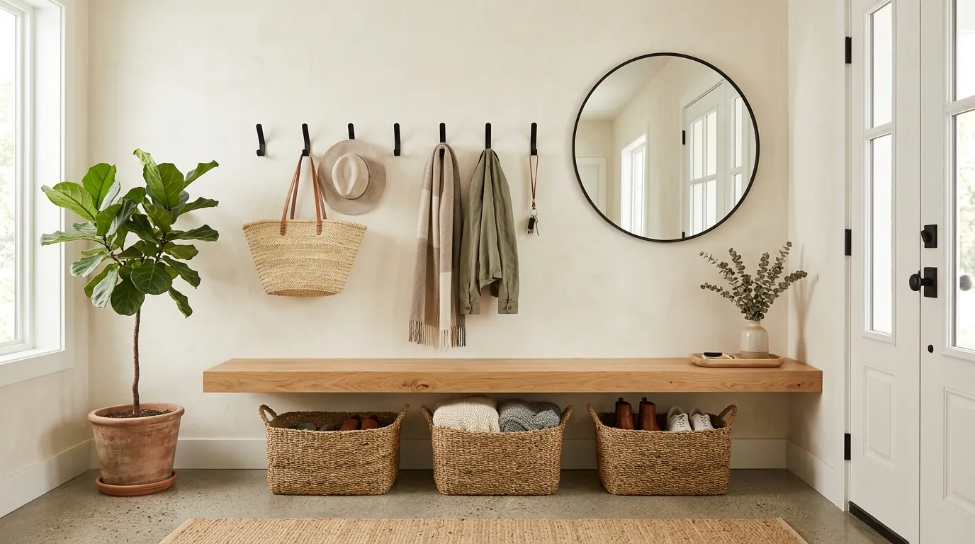 front door mudroom entryway farmhouse Matte Black Hooks