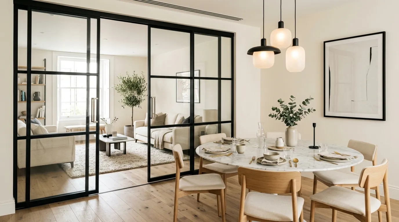glass partition ideas Sliding Black Frames
