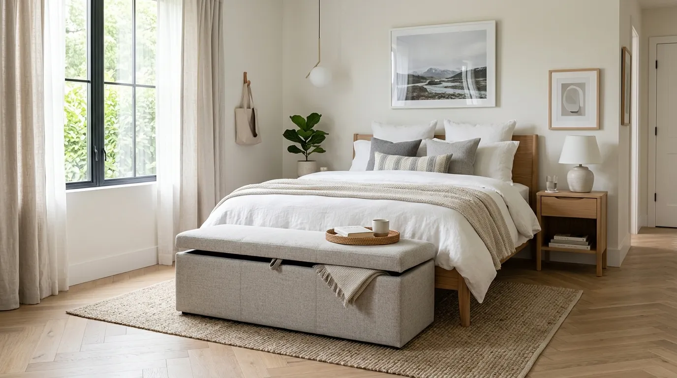 guest room decorating ideas on a budget Stylish Storage Bench