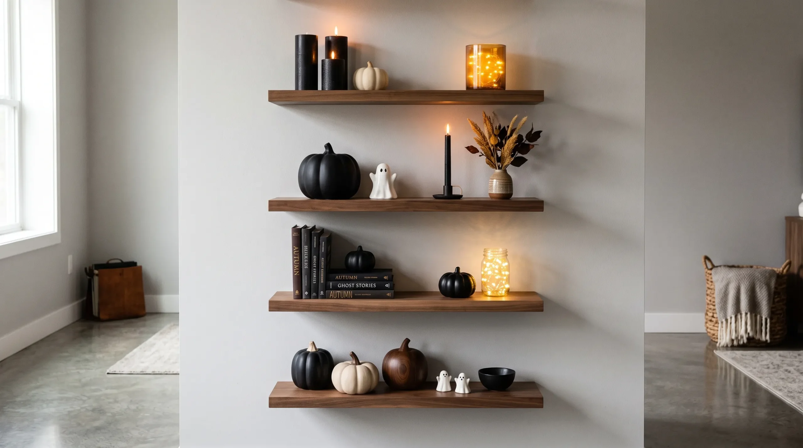 halloween backgrounds Candlelit Shelf