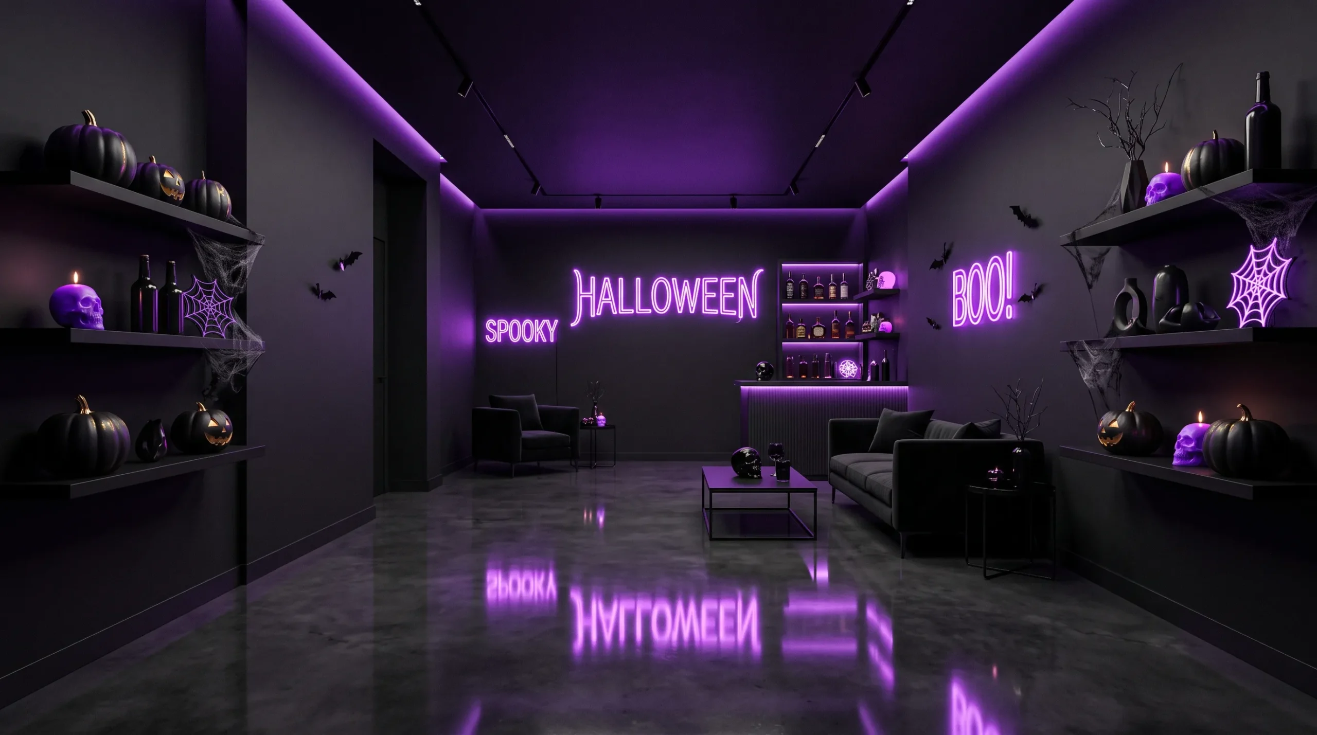 halloween backgrounds Purple Neon Glow