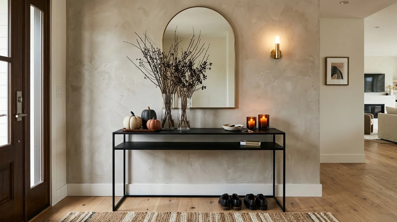 modern Halloween styled entry console table