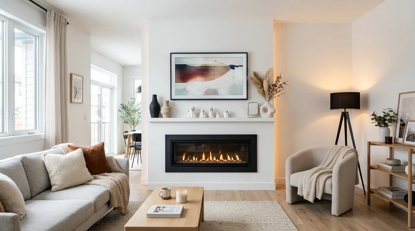 halloween mantle decor with tv Minimal Ghost Decor