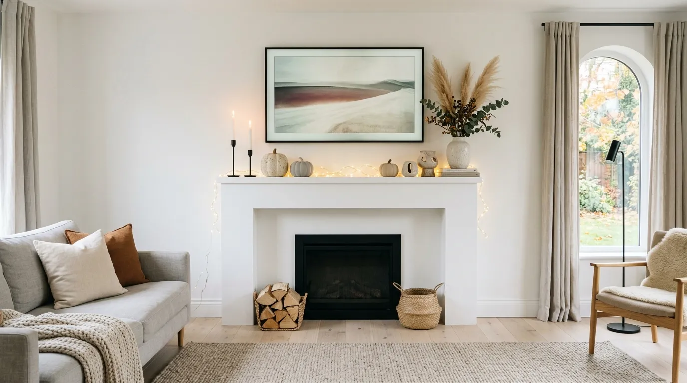 halloween mantle decor with tv Warm String Lights