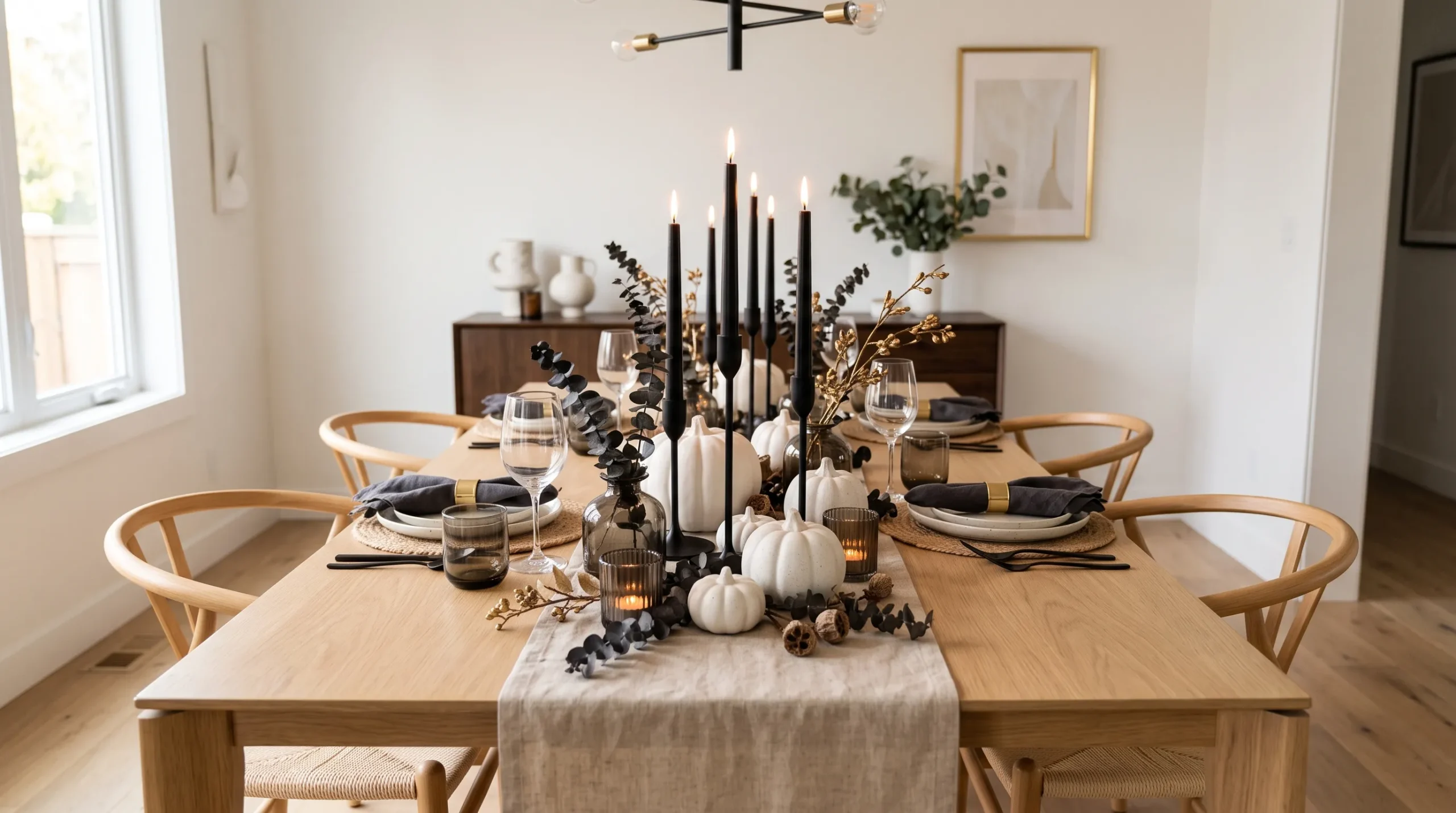 halloween table centerpiece ideas Black Candle Display
