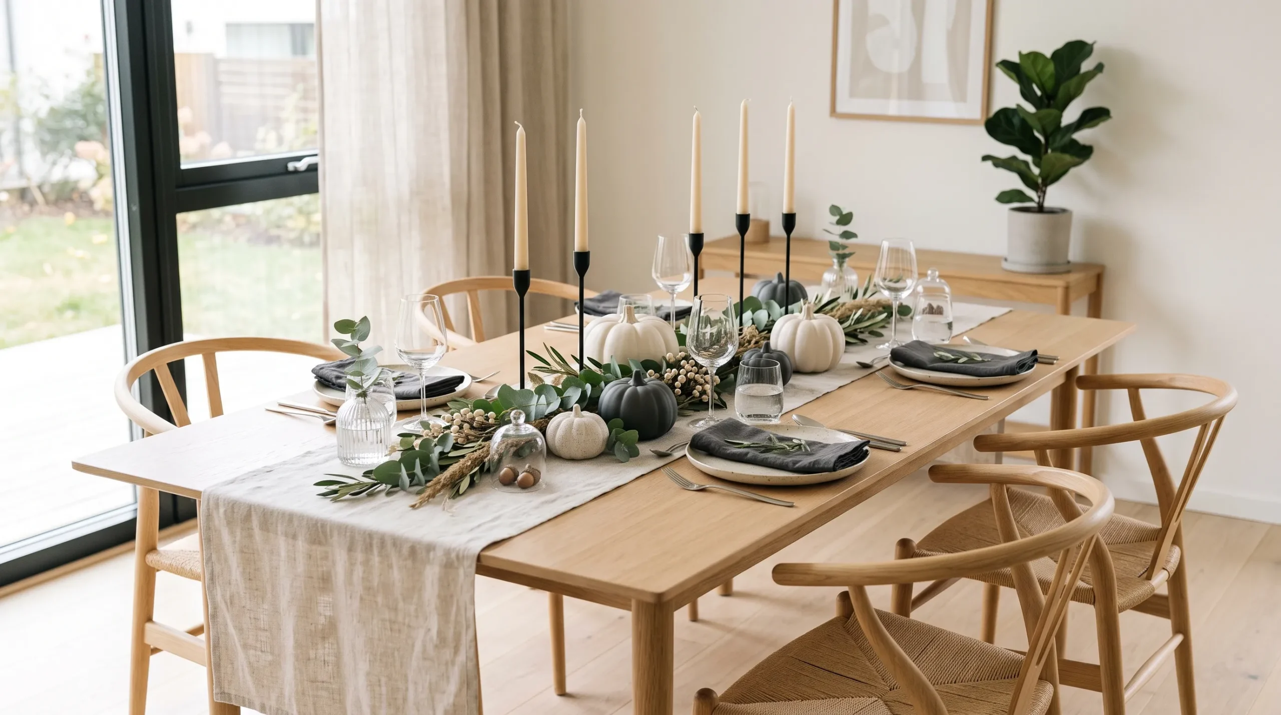 halloween table centerpiece ideas Minimal Pumpkin Runner