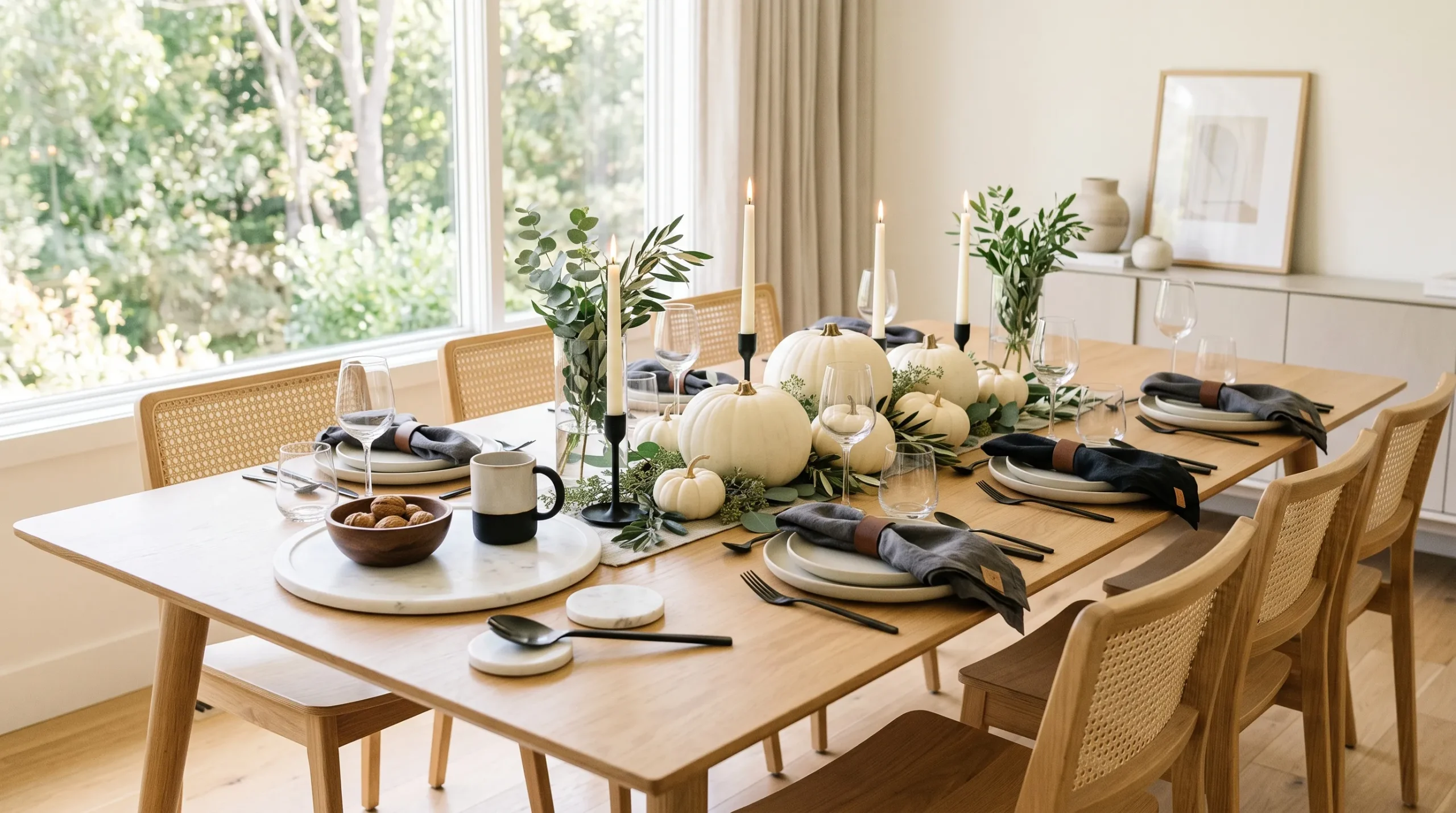 halloween table centerpiece ideas White Pumpkin Cluster