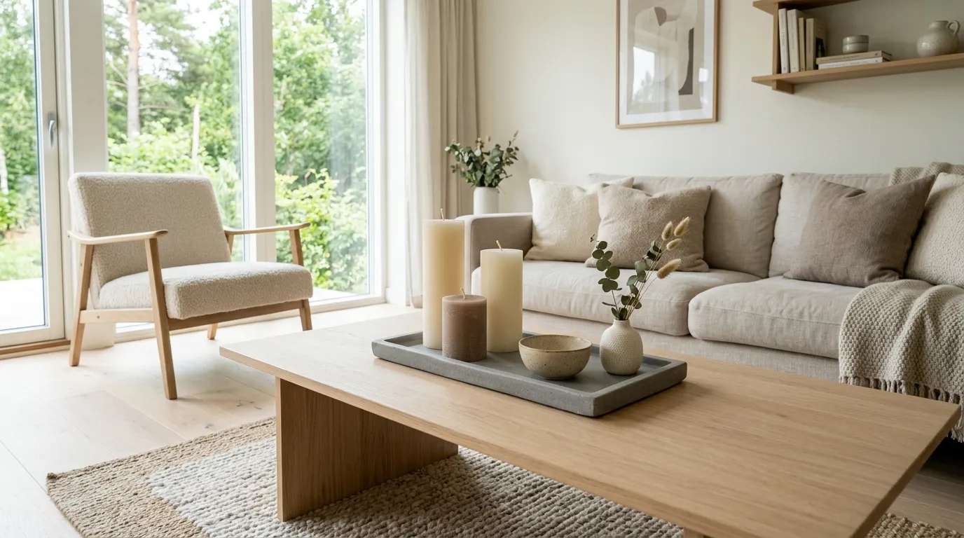 how to style a modern coffee table Layered Candles