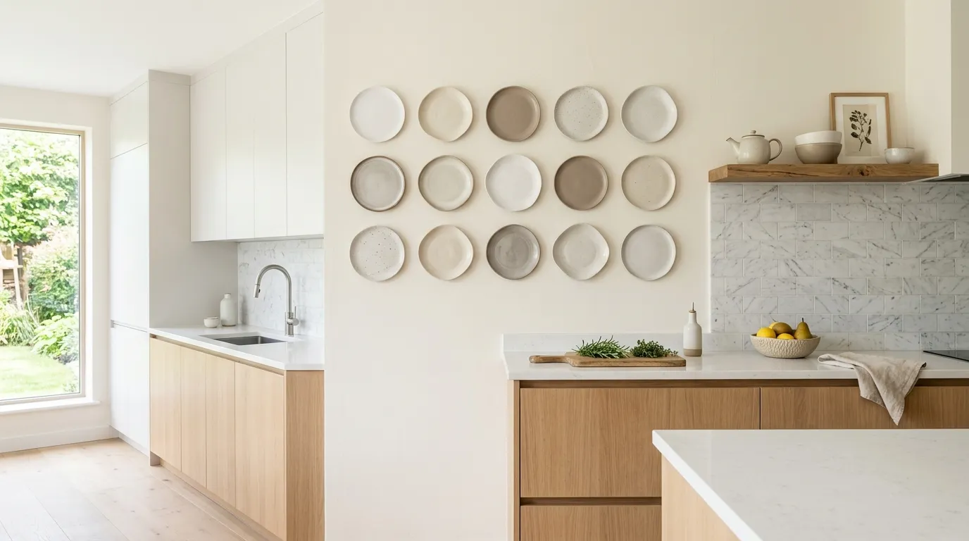 modern ceramic plate wall arrangement