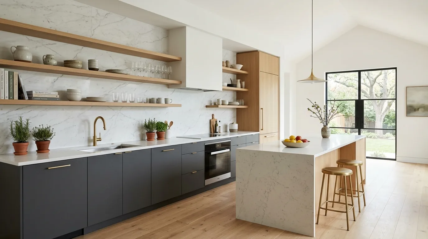 sleek marble kitchen wall accent