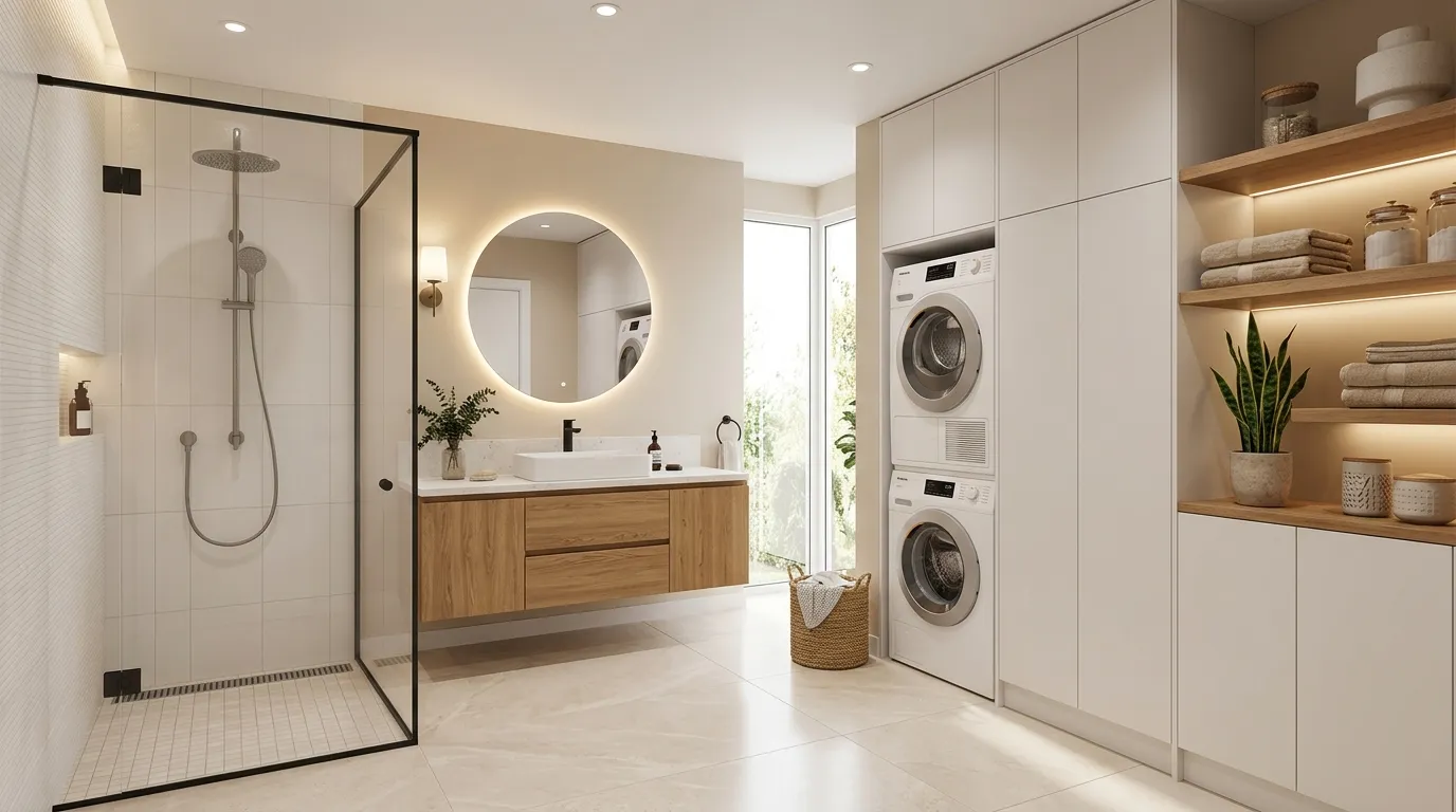 laundry room bathroom combo