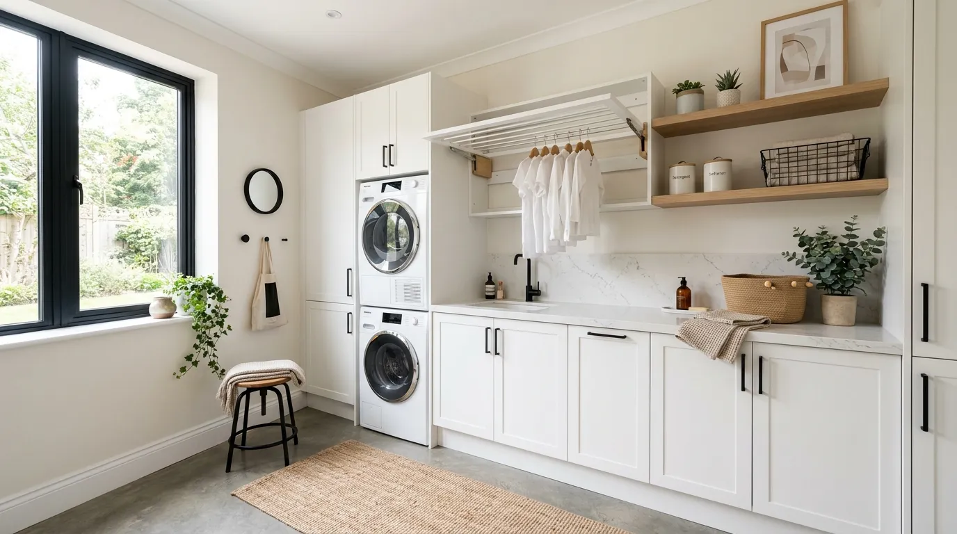 laundry room makeover on a budget Fold-Down Drying Rack