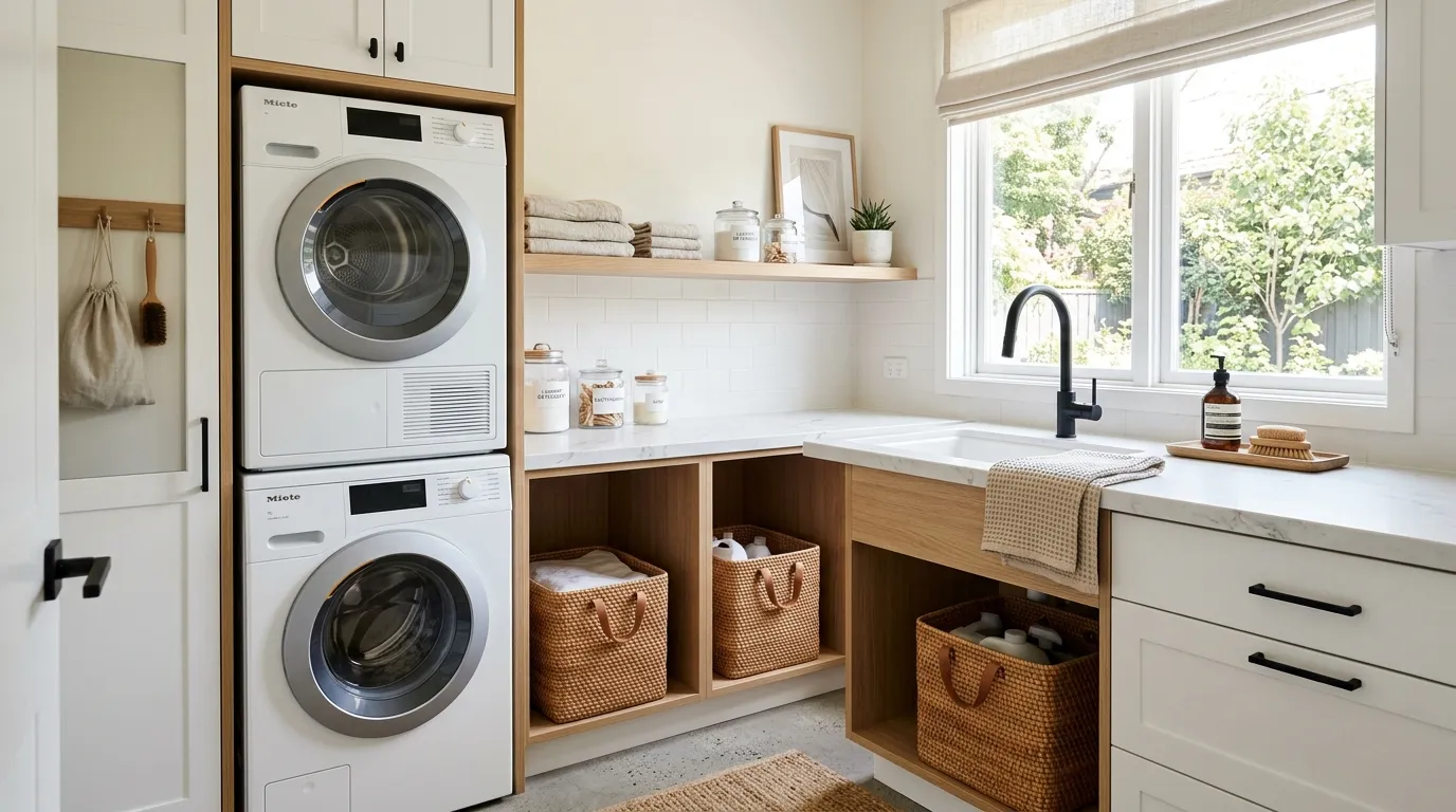 laundry room makeover on a budget Hidden Countertop Storage