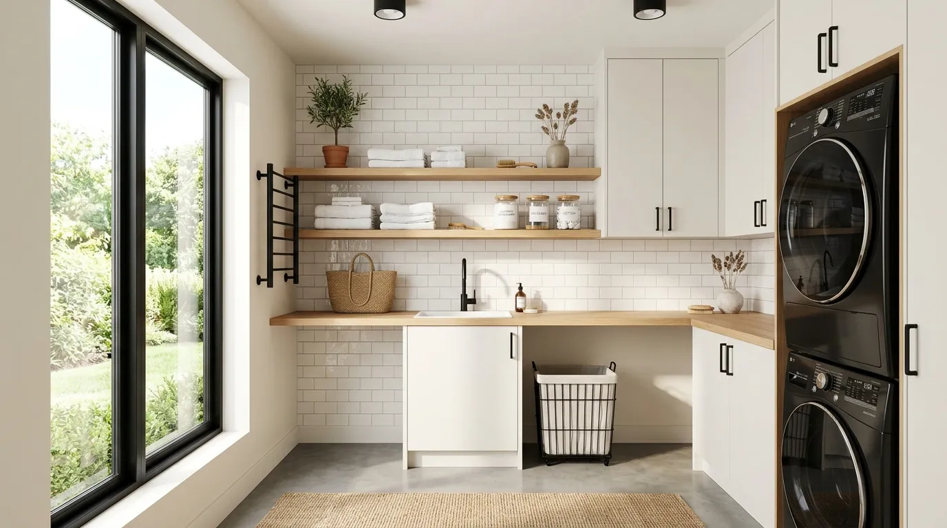 laundry room makeover on a budget Peel-and-Stick Backsplash