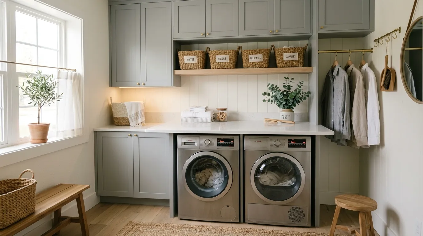 laundry room organization ideas Countertop Folding Zone
