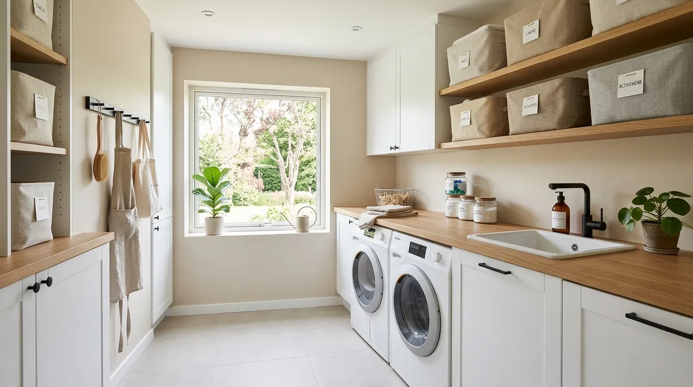 laundry room organization ideas Matching Storage Bins