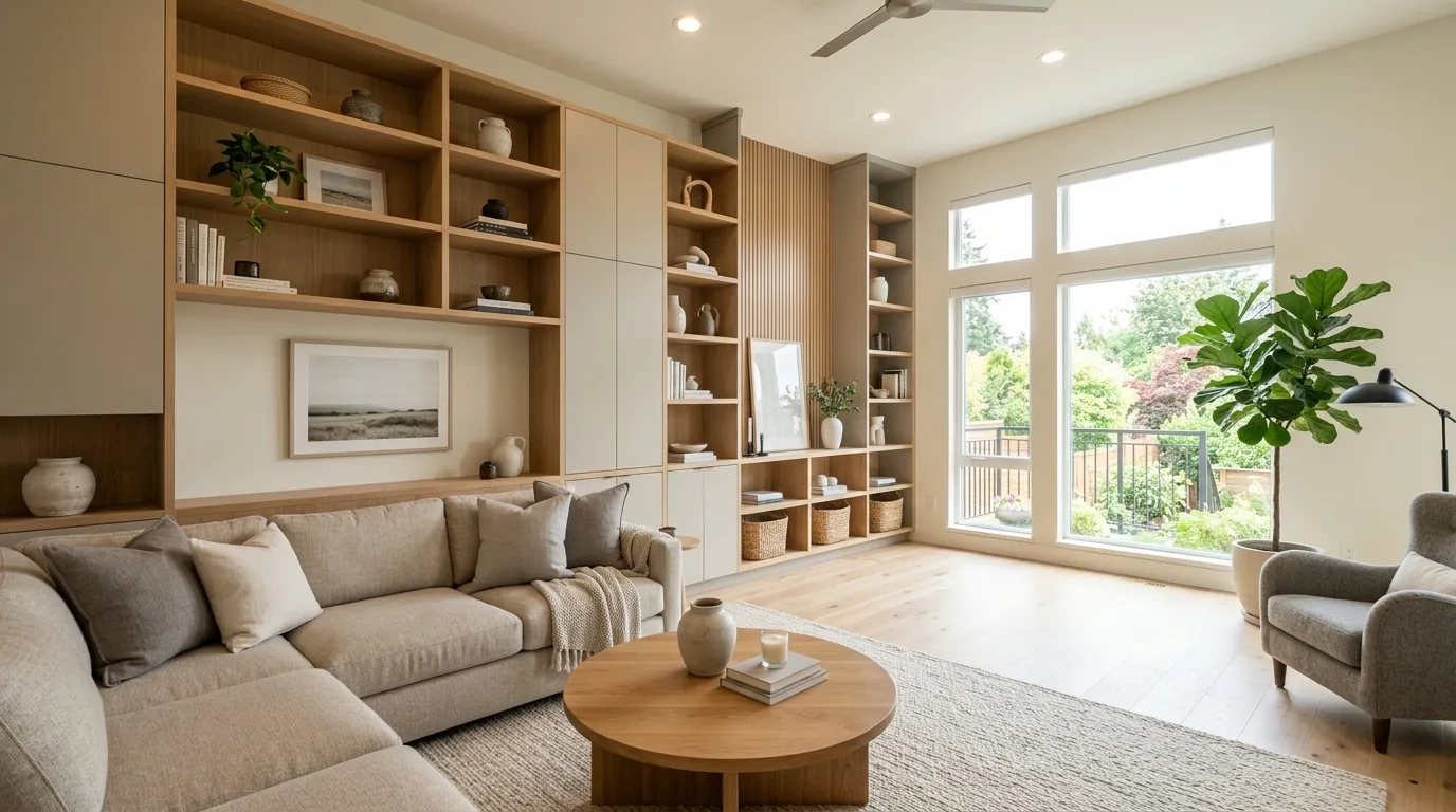living room layout Vertical Storage