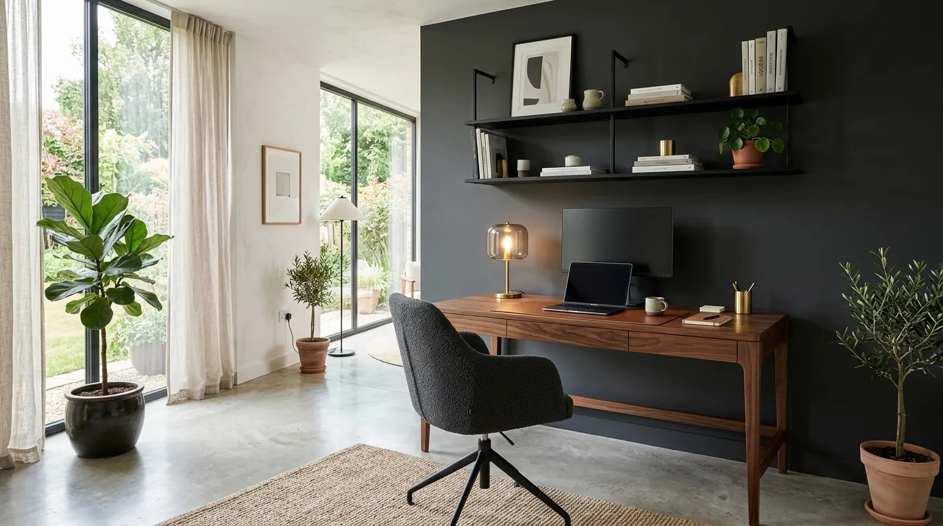 charcoal accent wall modern office