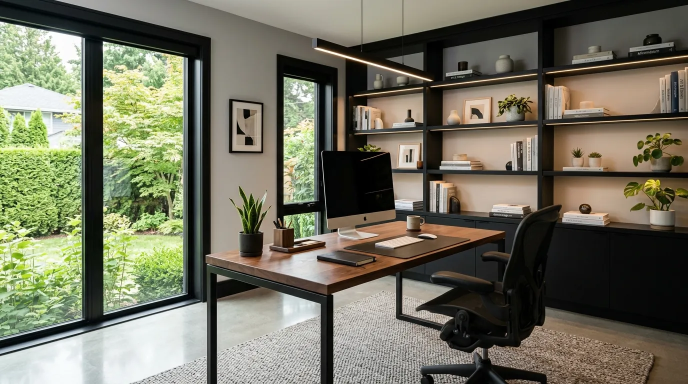 matte black office design details