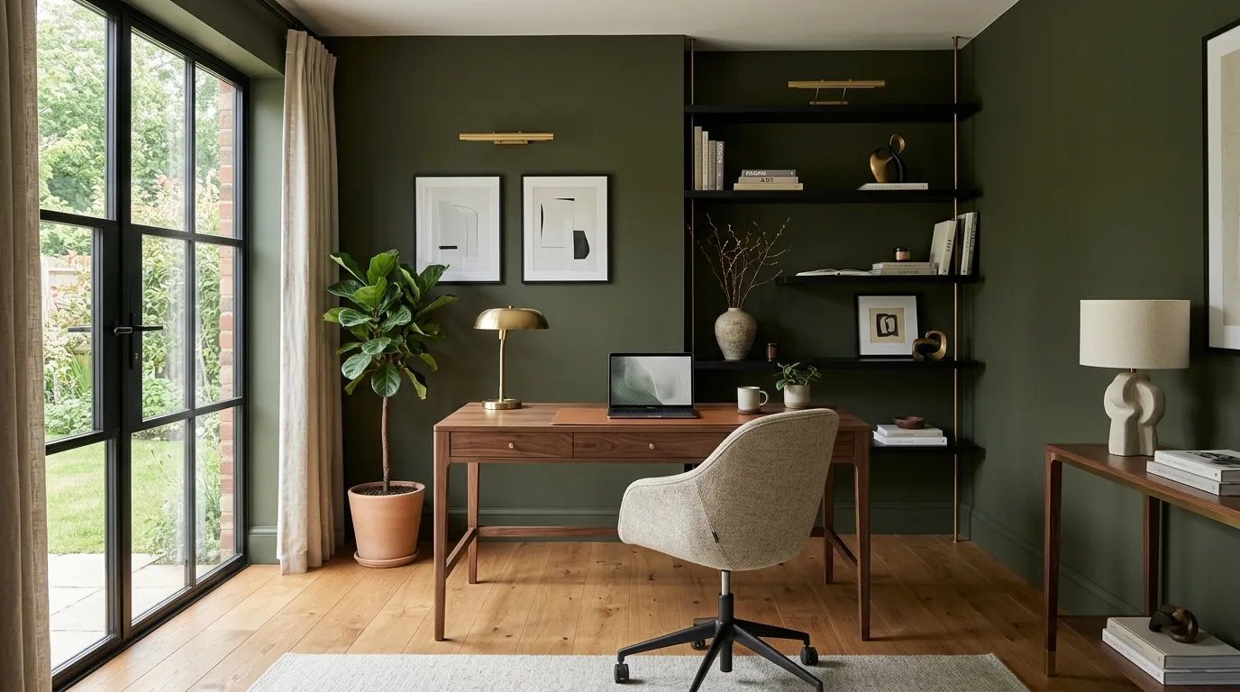 deep olive modern office walls