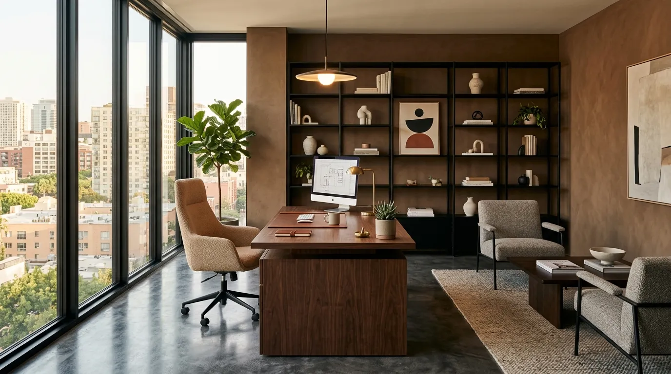 earthy brown luxury office walls