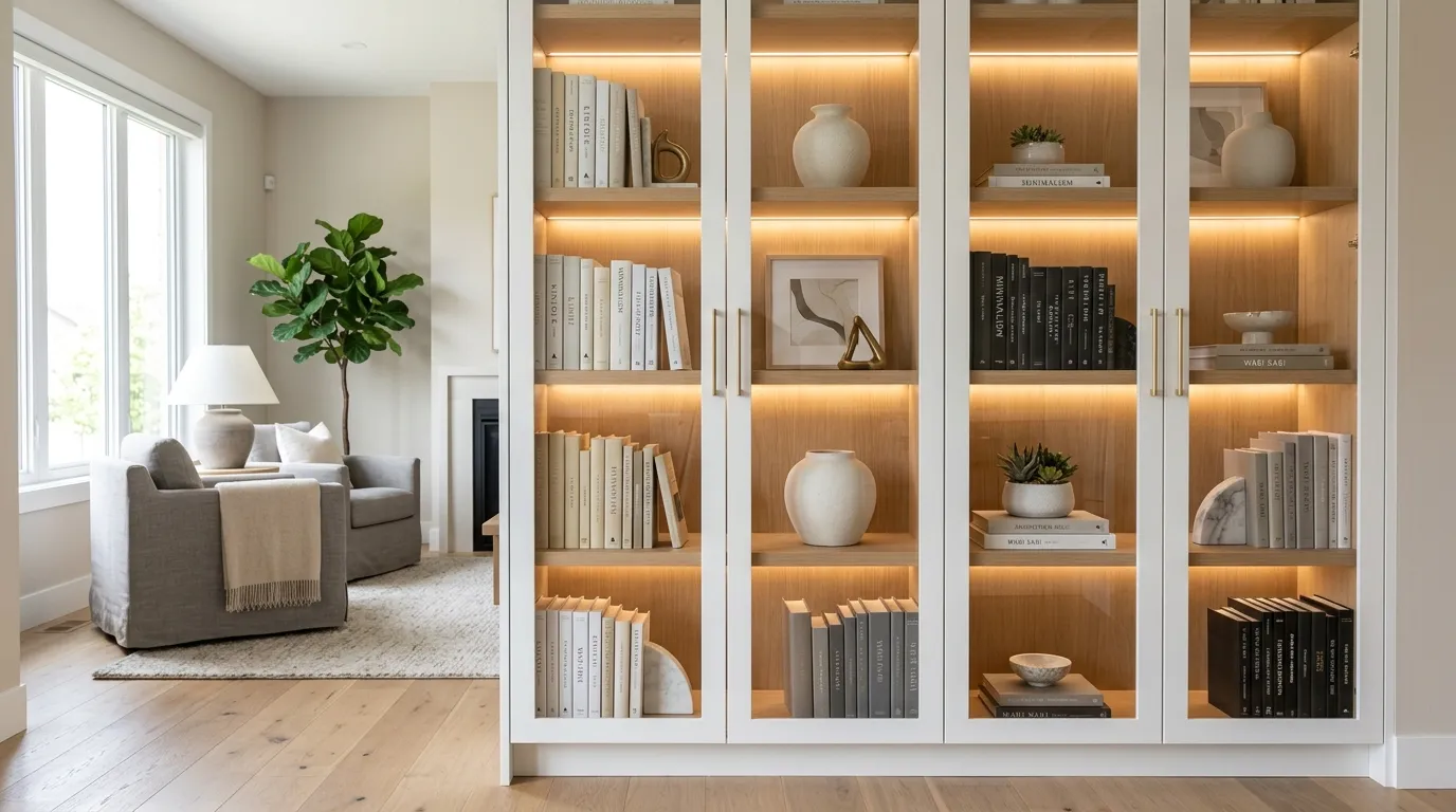 modern bookshelf ideas Glass Door Cabinets