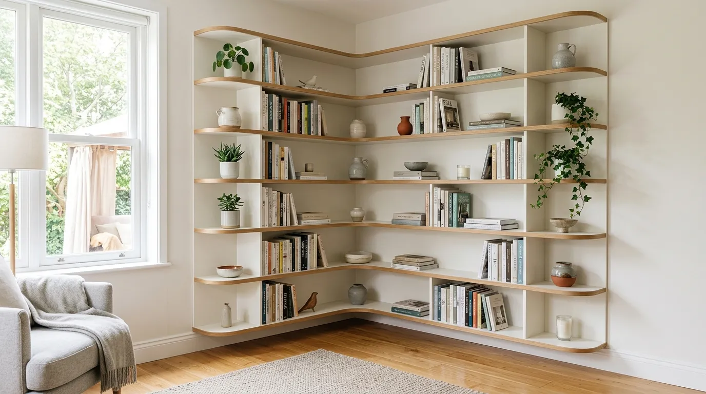 modern bookshelf ideas Minimalist Corner Shelving