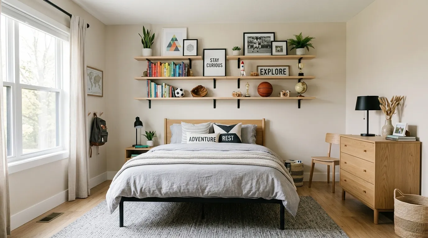 modern boys room decor ideas Floating Shelves