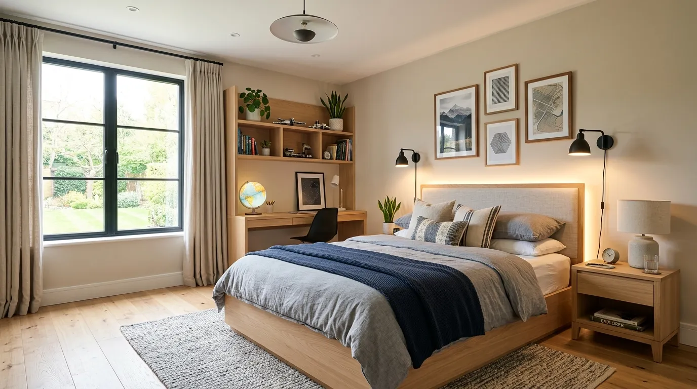 modern boys room decor ideas Layered Lighting