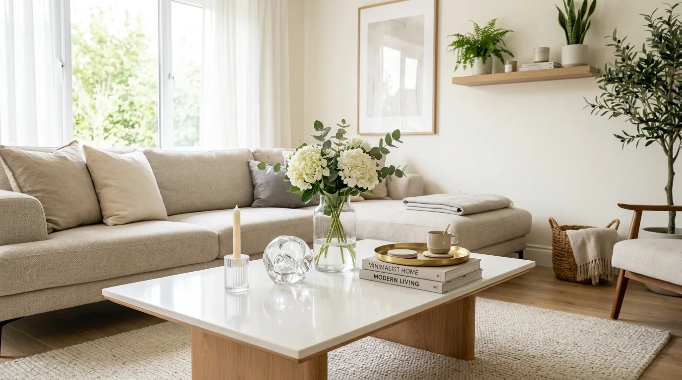 modern coffee table decor ideas Glass Accent Pieces