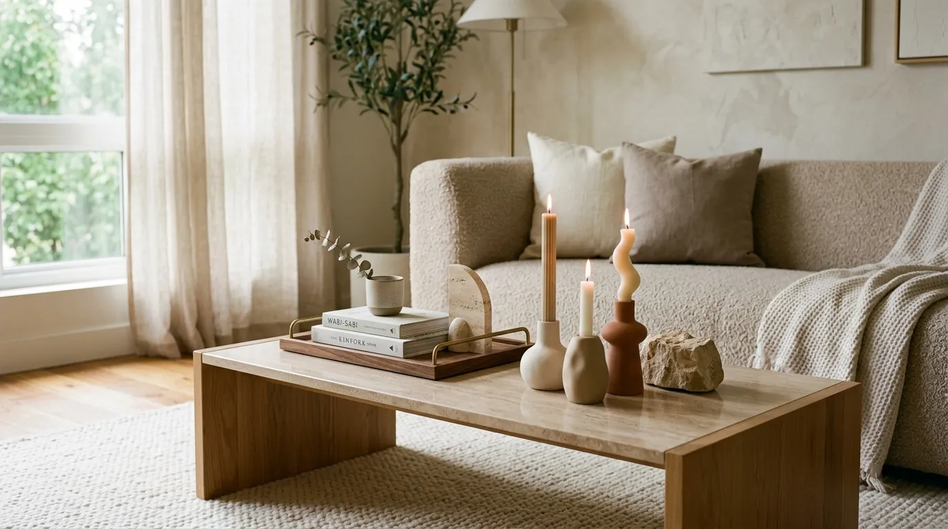 modern coffee table decor ideas Minimal Candle Arrangement