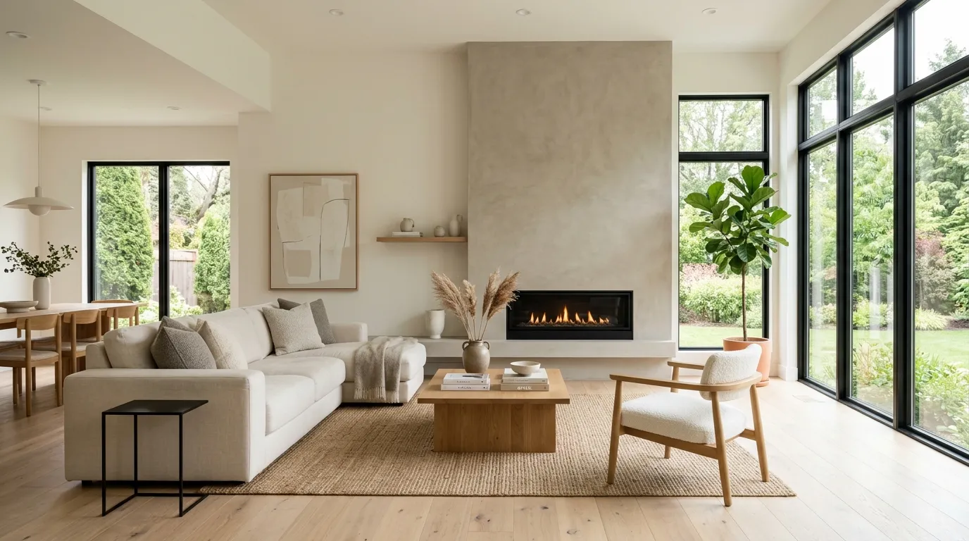 floor to ceiling modern fireplace surround