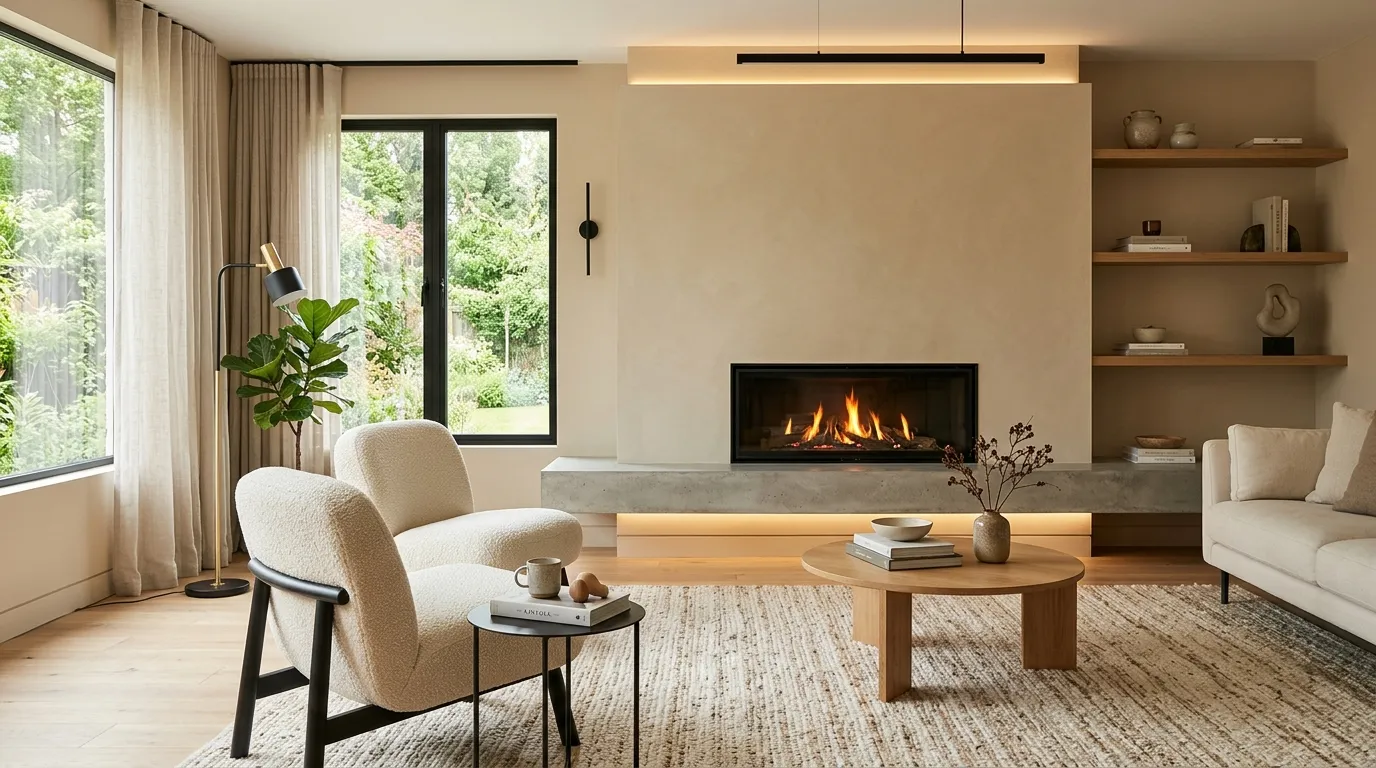 floating concrete fireplace hearth design