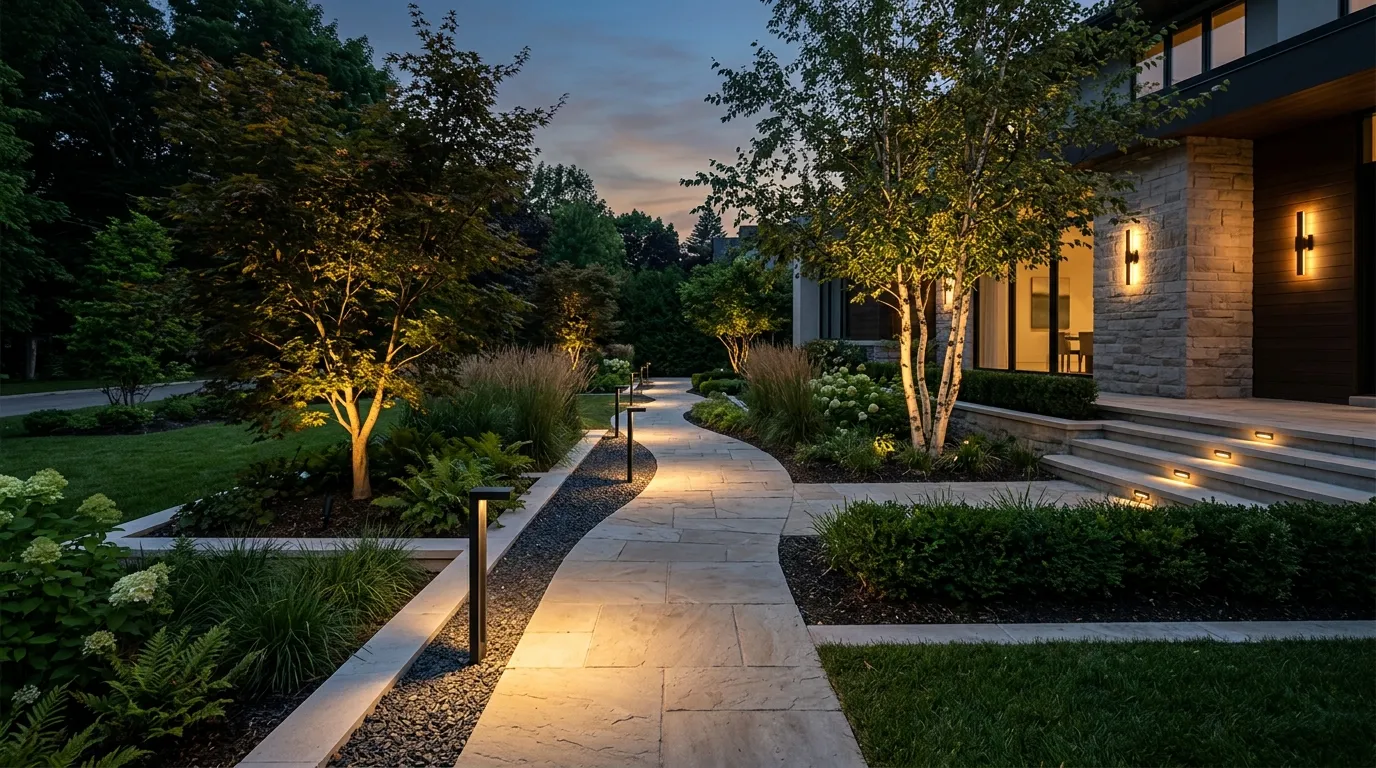 modern garden decor ideas Layered Garden Lighting