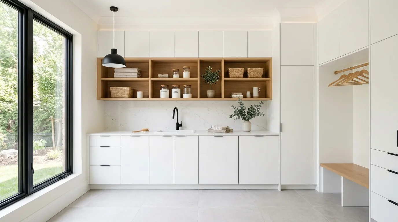 modern laundry room ideas Full-Height Cabinetry