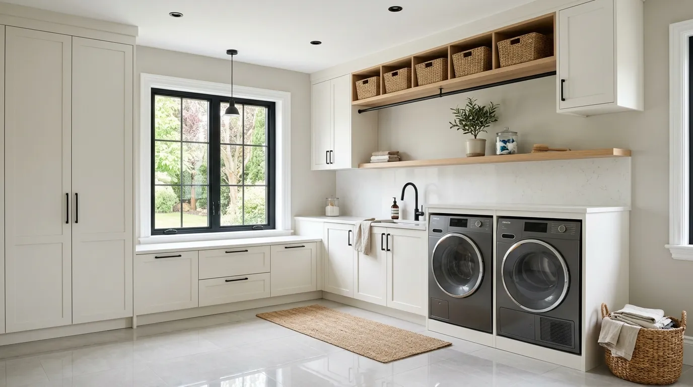 modern laundry room ideas Soft Neutral Palette
