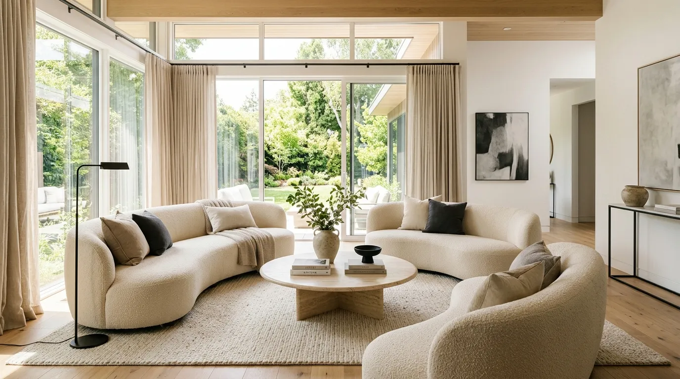 modern organic living room Curved Seating