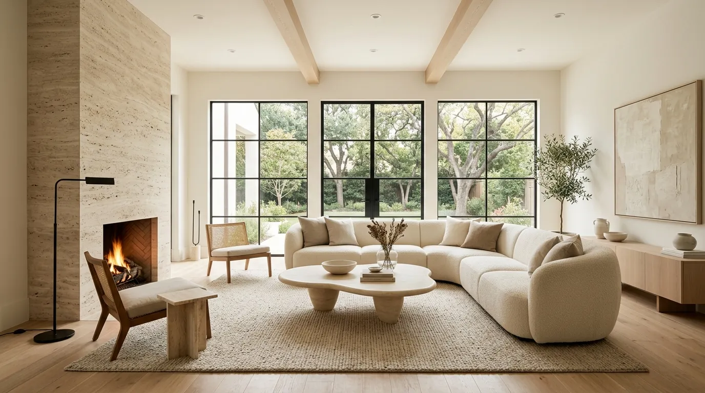 modern organic living room Stone Statement