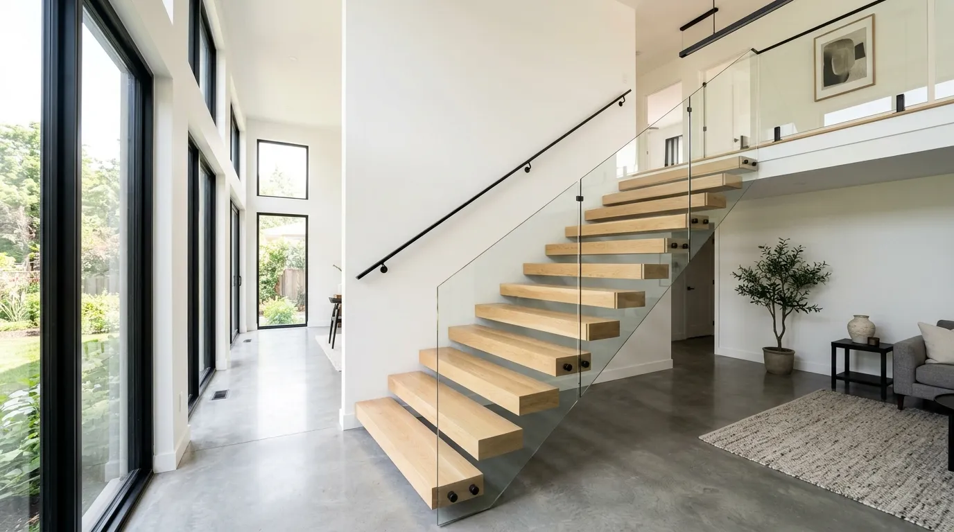 modern stair ideas Floating Wood Treads