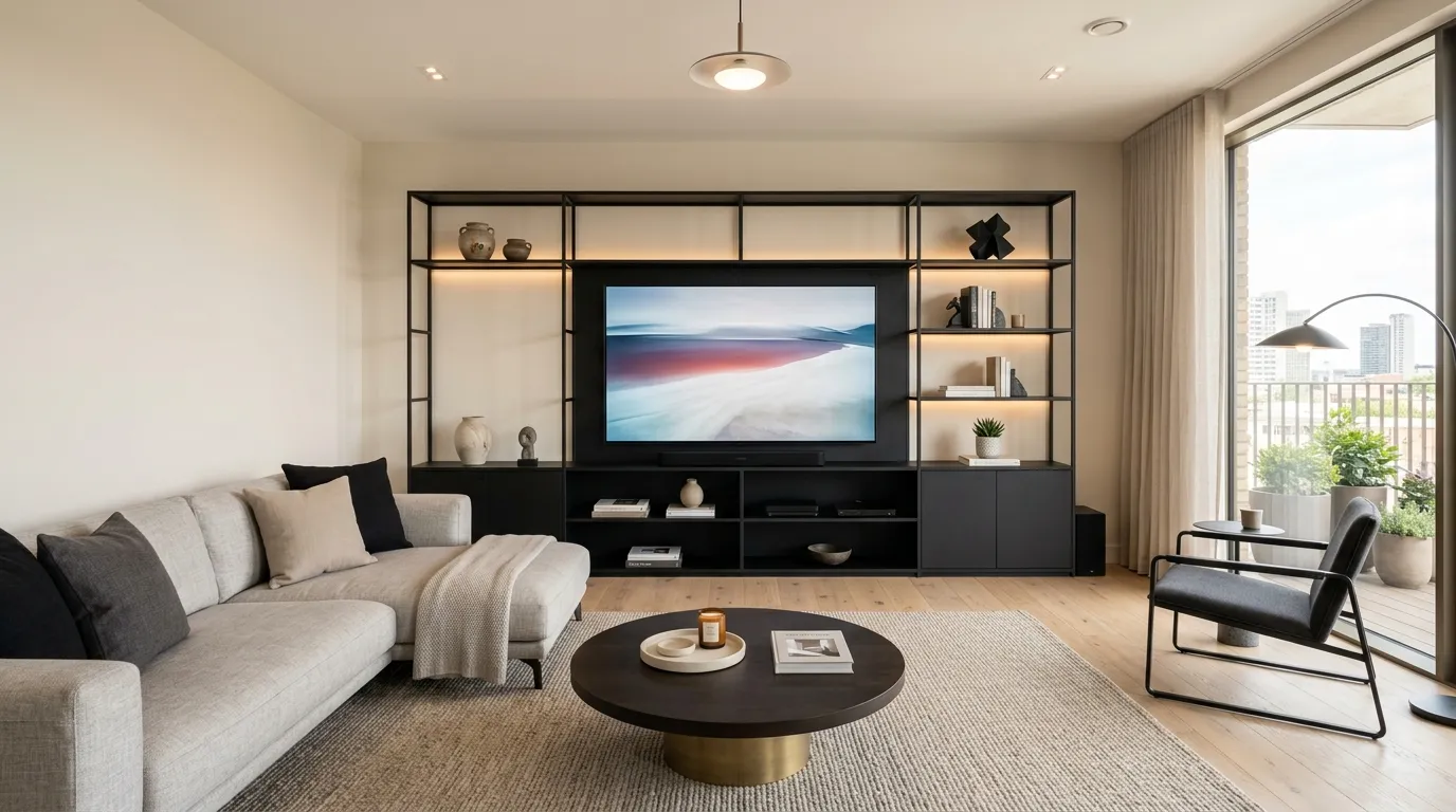 modern tv stand ideas for living room Matte Black Details