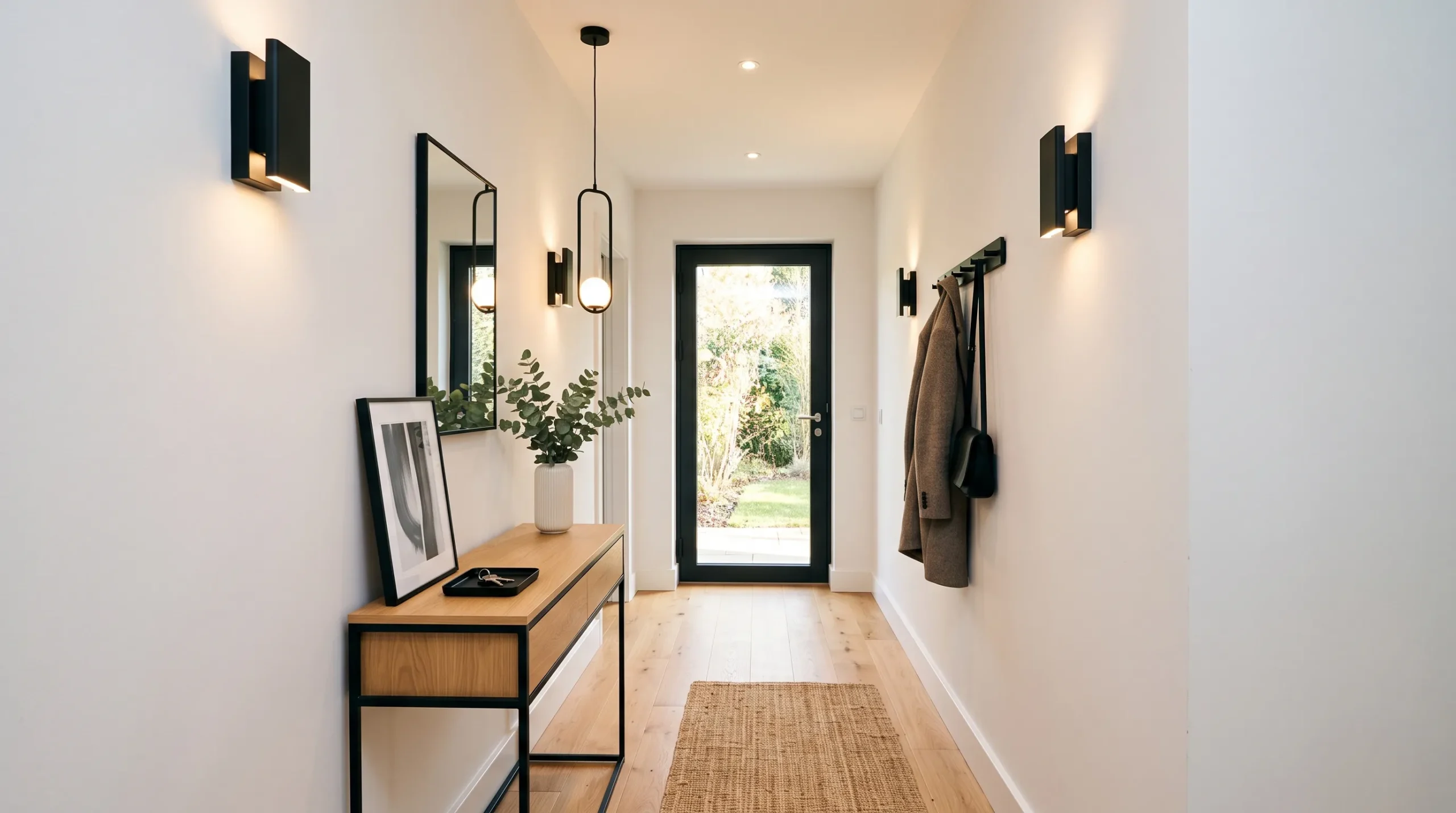 narrow entryway decor Layered Lighting