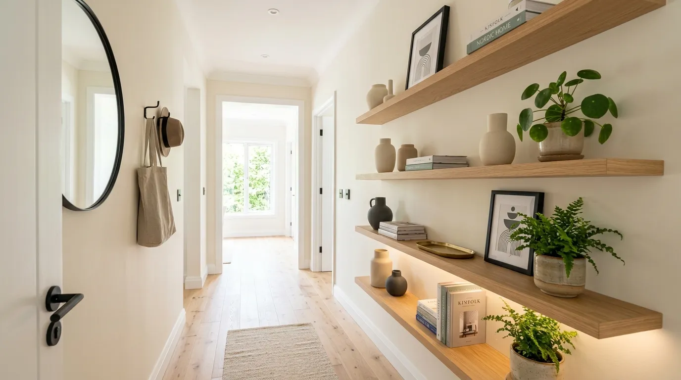 narrow hallway decor ideas Floating Shelves