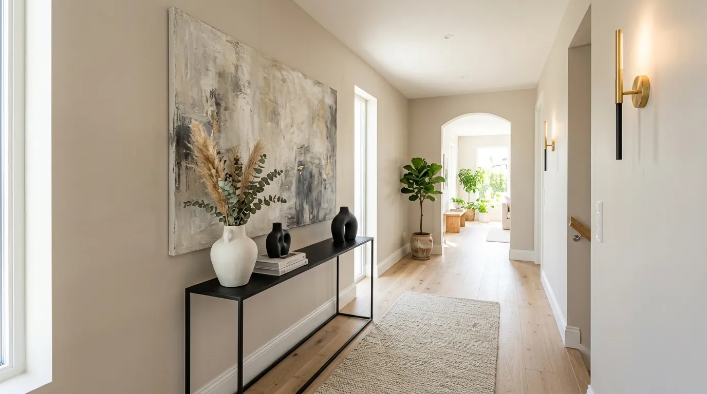 narrow hallway decor ideas Oversized Artwork
